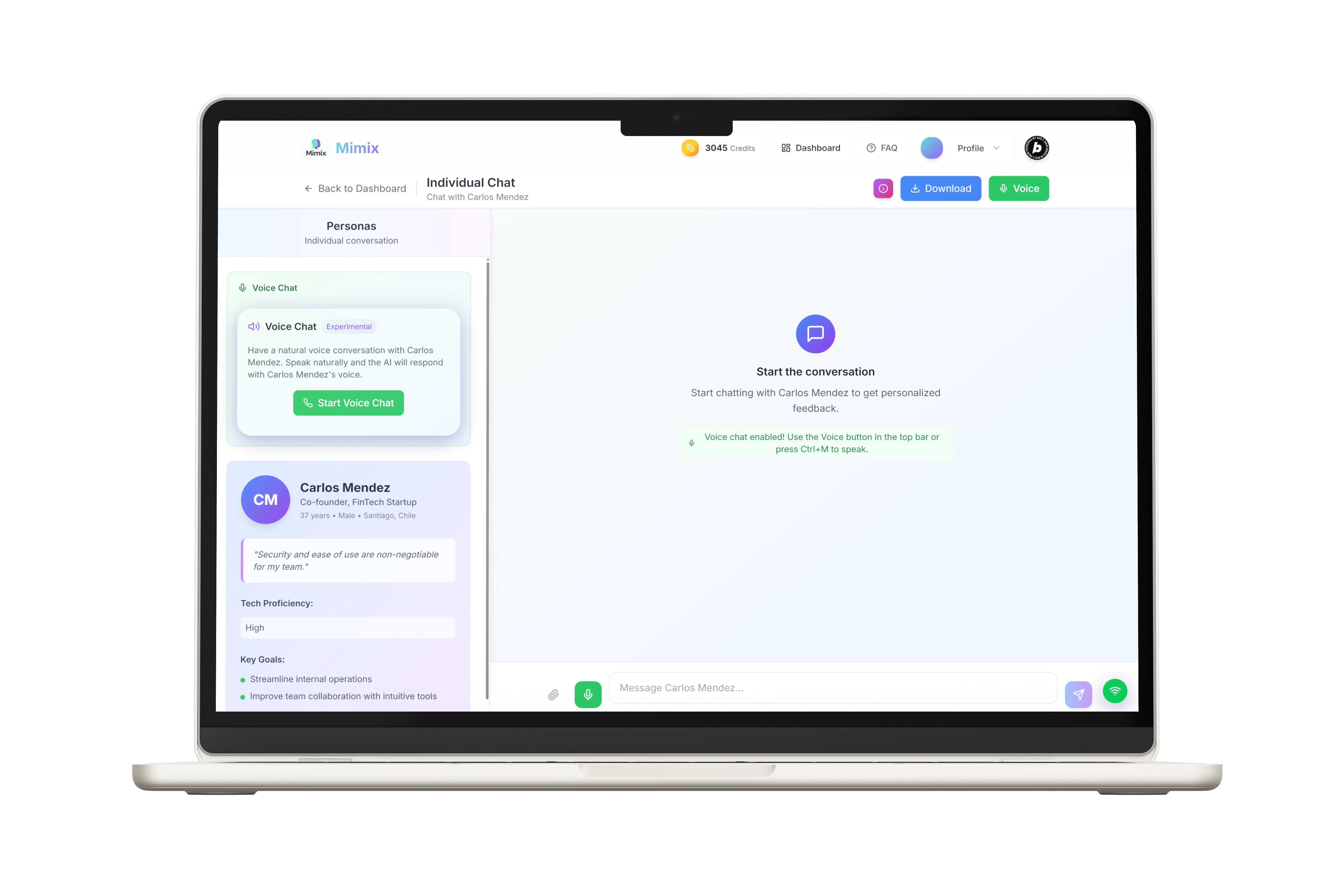 Mimix Chat Interface